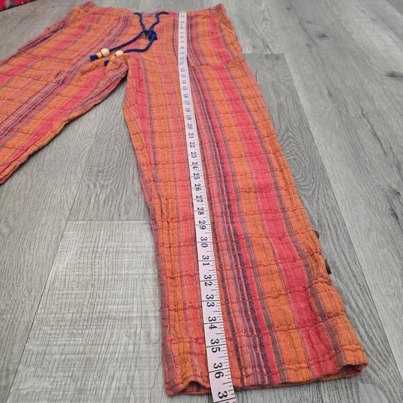 Sundance Artisan Striped Cotton Pants M Boho Drawstring Wide Leg Resort Cruise - Picture 7 of 10